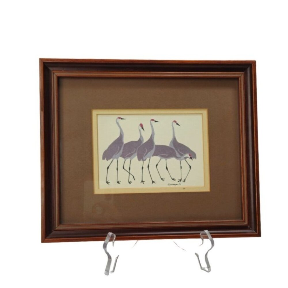 Vintage 1978 Sandhill Cranes Framed Art Print by Wendy Morgan Wyoming, USA